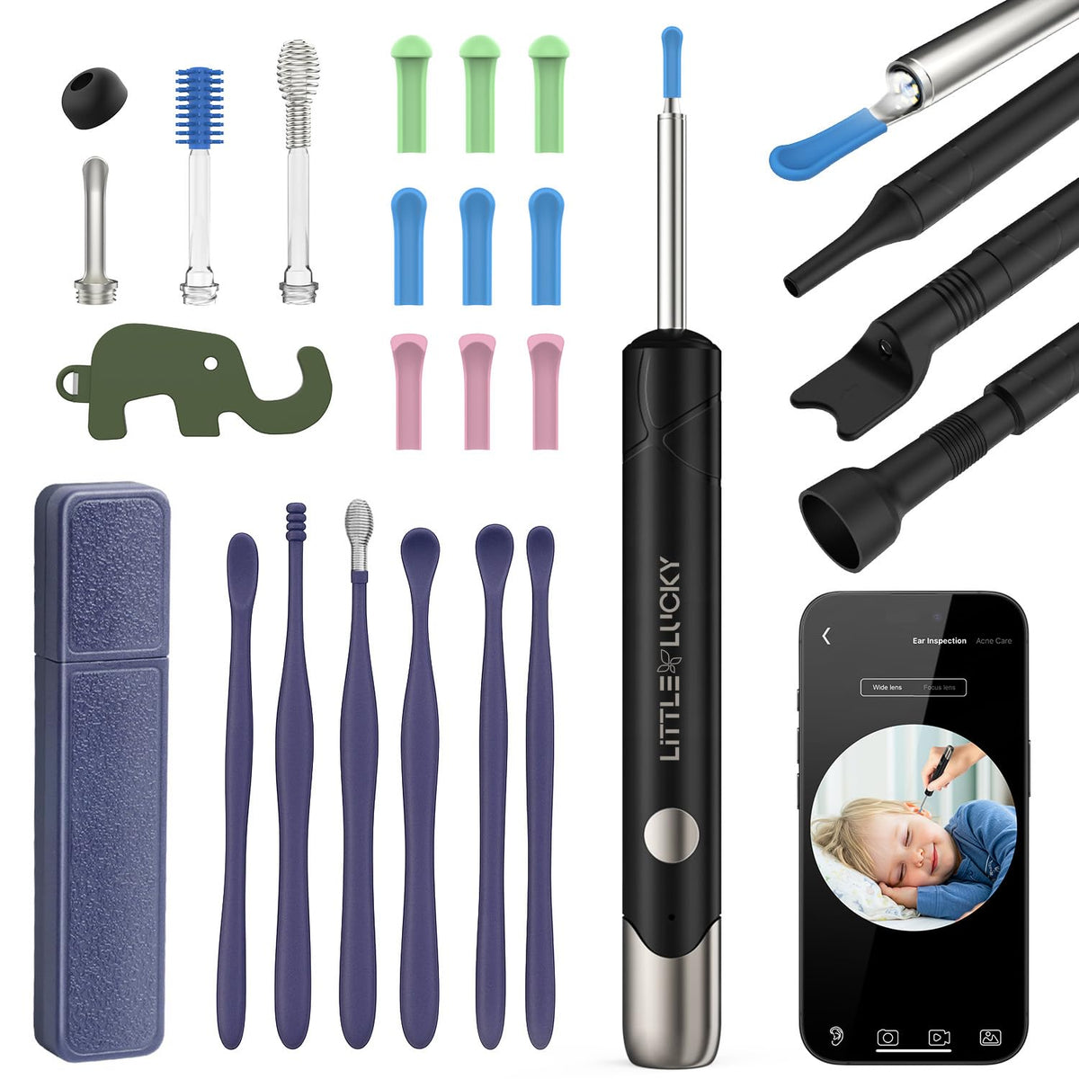 Littlelucky camera oreille 1080p offre une vue nette des conduits auditifs.
