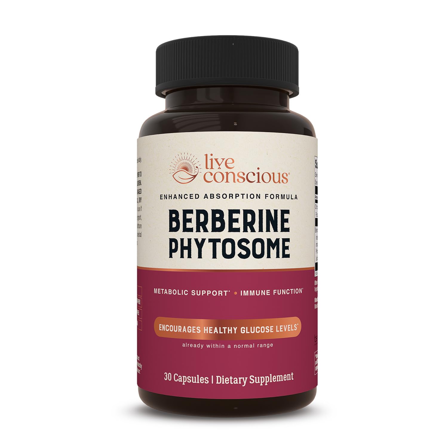Live Conscious Berberine Phytosome : bouteille visible, énergie durable.