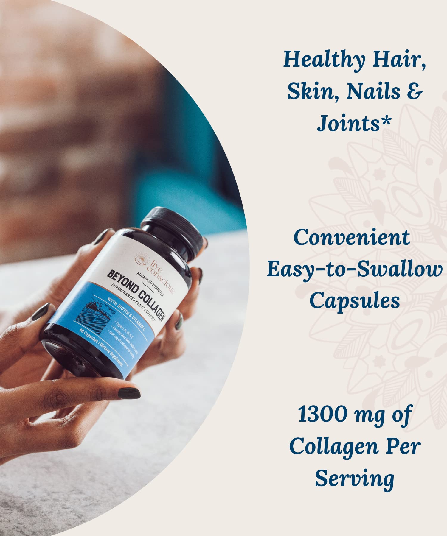 Live Conscious Beyond Collagen: boîte ouverte révélant les gélules