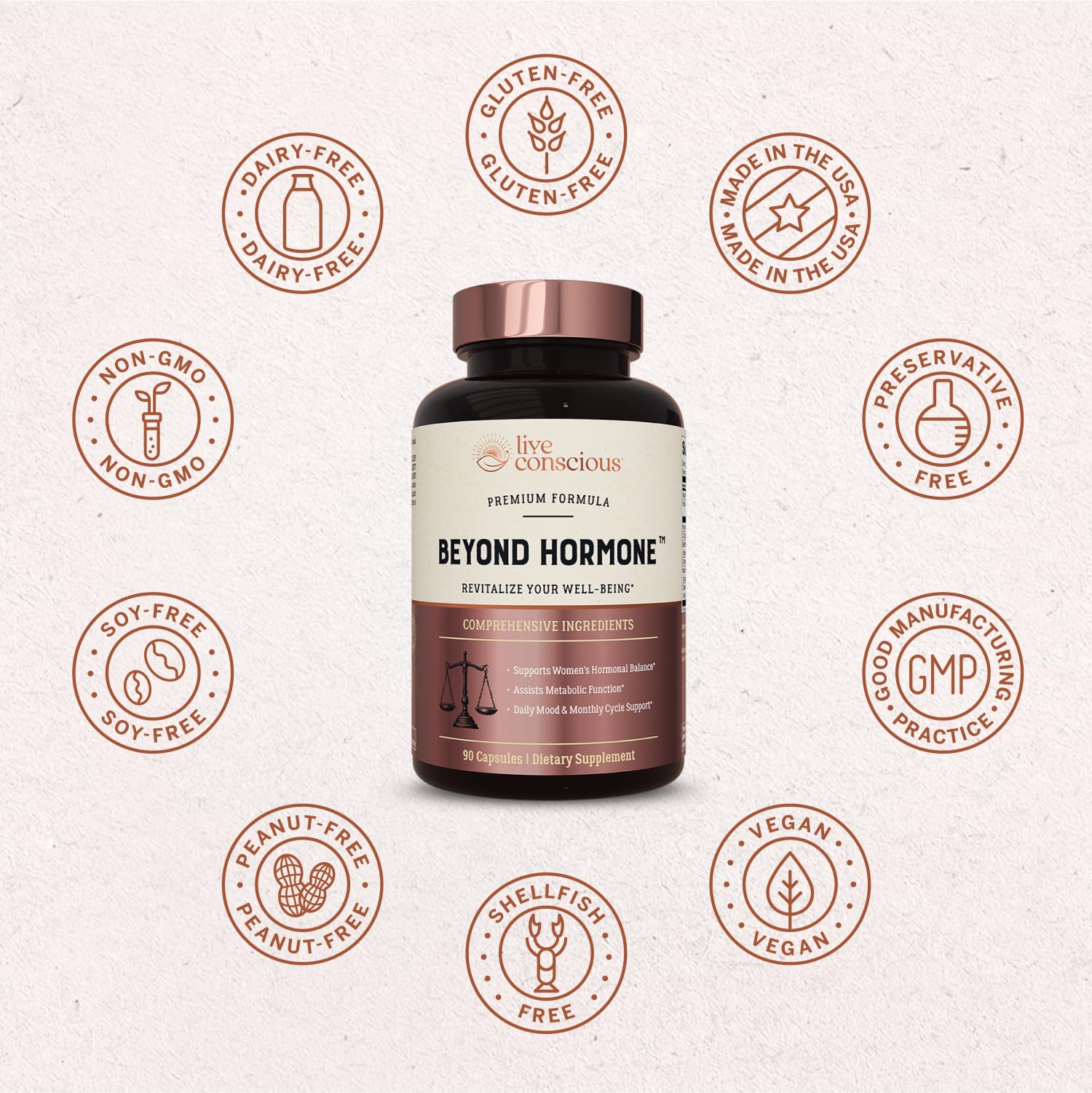 Baie d’agnus-castus dans Live Conscious Beyond Hormone, ingrédient féminin clé.