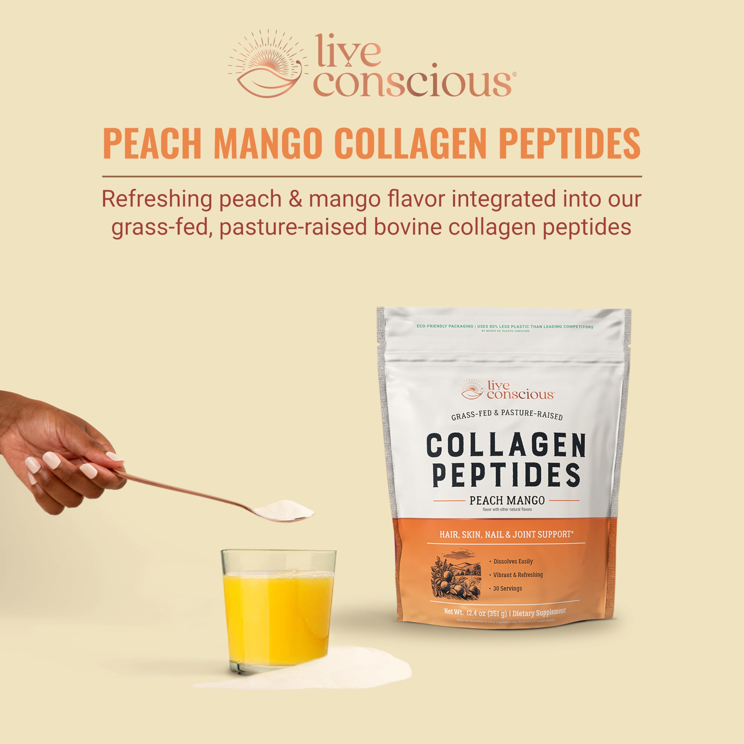 Live Conscious Collagen Peptides dissolution rapide dans l’eau.