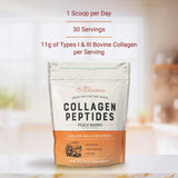 Live Conscious Collagen Peptides mélange fruité pêche mango dans votre shaker quotidien.