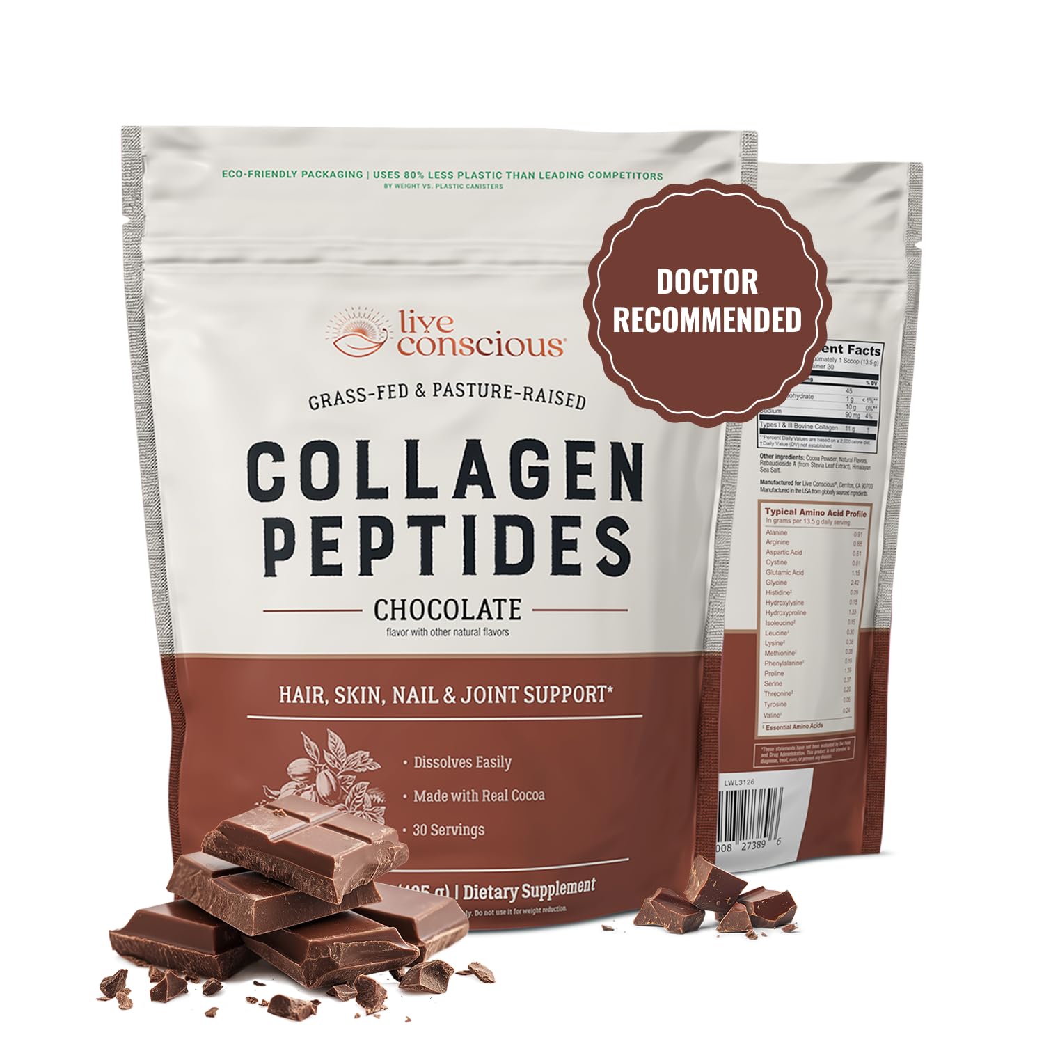 Live Conscious Collagène Chocolat bouteille prête à l'emploi