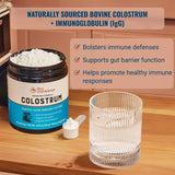 Live Conscious Colostrum Poudre-pot-ouvert: préparation pratique pour routine quotidienne.