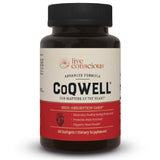 Live Conscious CoQWell: bouteille et étiquette, soutien potentiel à l'énergie cellulaire.