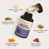 Live Conscious Mélange champignons cordyceps-reishi, soutien potentiel immunitaire.