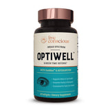 OptiWell Live Conscious: bouteille montrant les gélules pour le soutien oculaire quotidien.