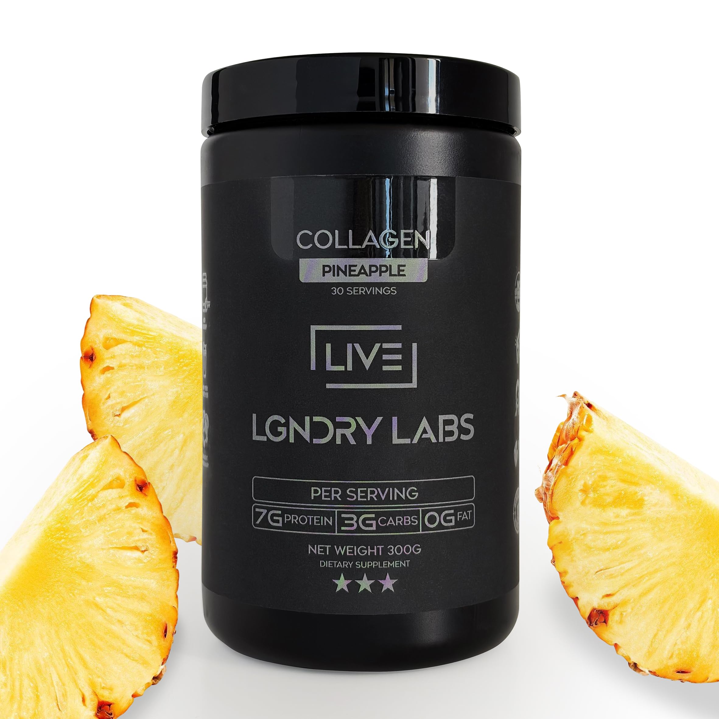 LIVE LGNDRY LABS Poudre collagène Ananas – flacon pratique pour smoothies