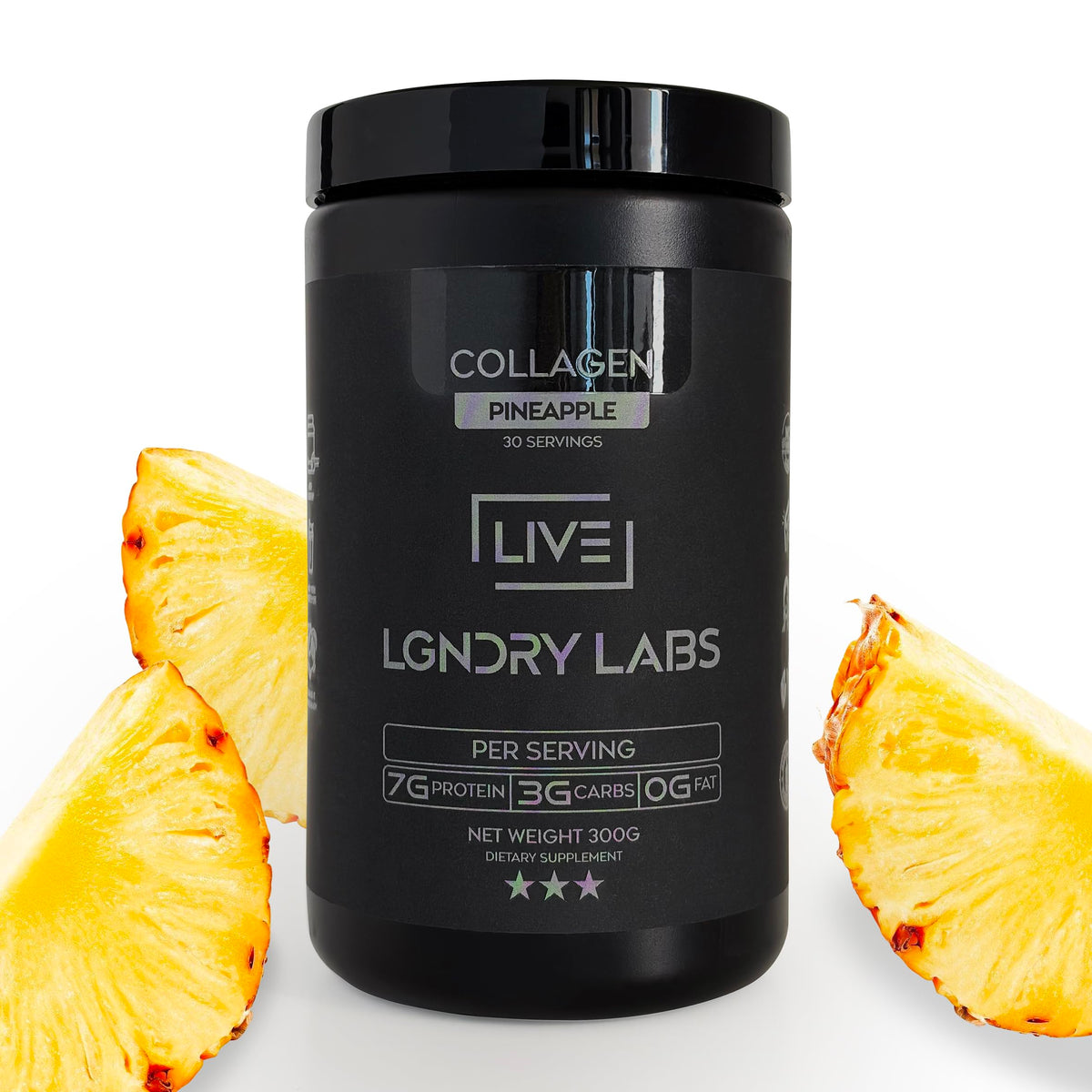 LIVE LGNDRY LABS Poudre collagène Ananas – flacon pratique pour smoothies