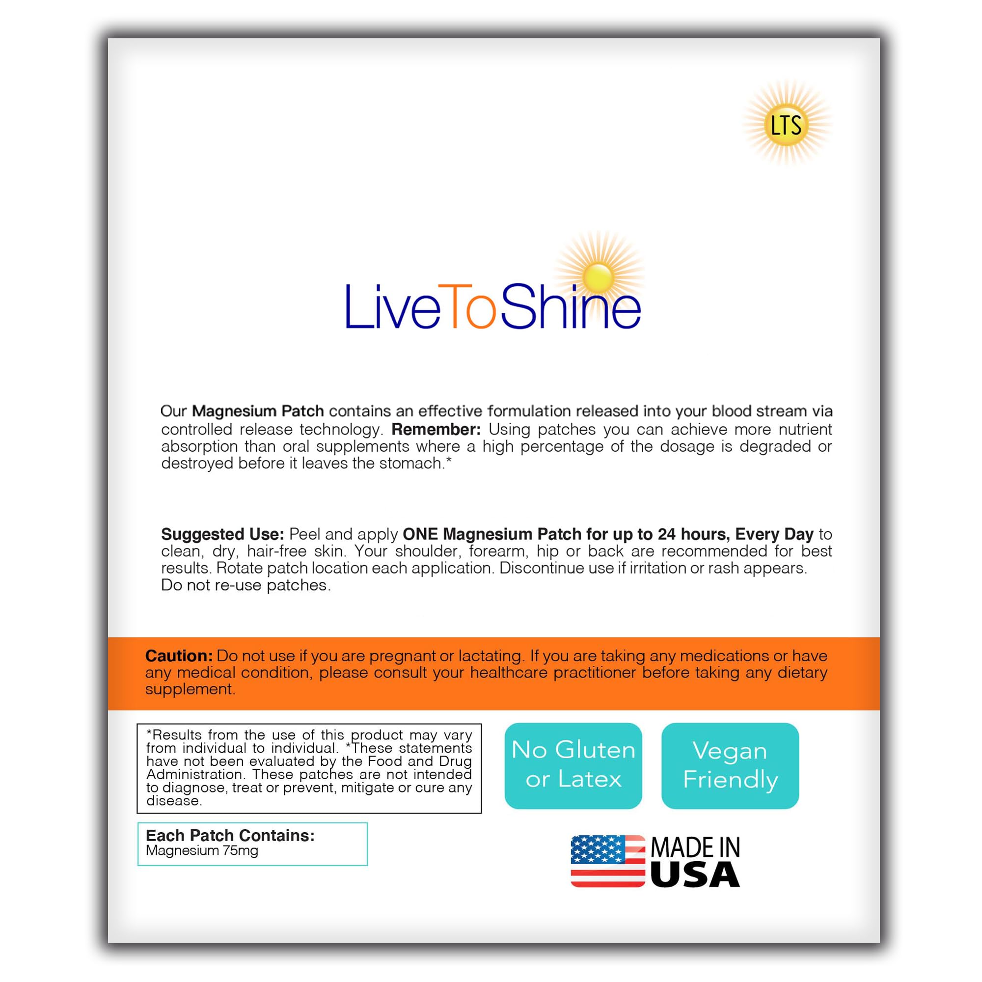 Patch Live To Shine pour le confort musculaire quotidien et la détente.