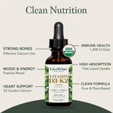Gouttes Live Wise Naturals D3+K2 dans huile MCT, base légère.