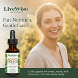 Emballage Live Wise Naturals clair et pur sans additifs.