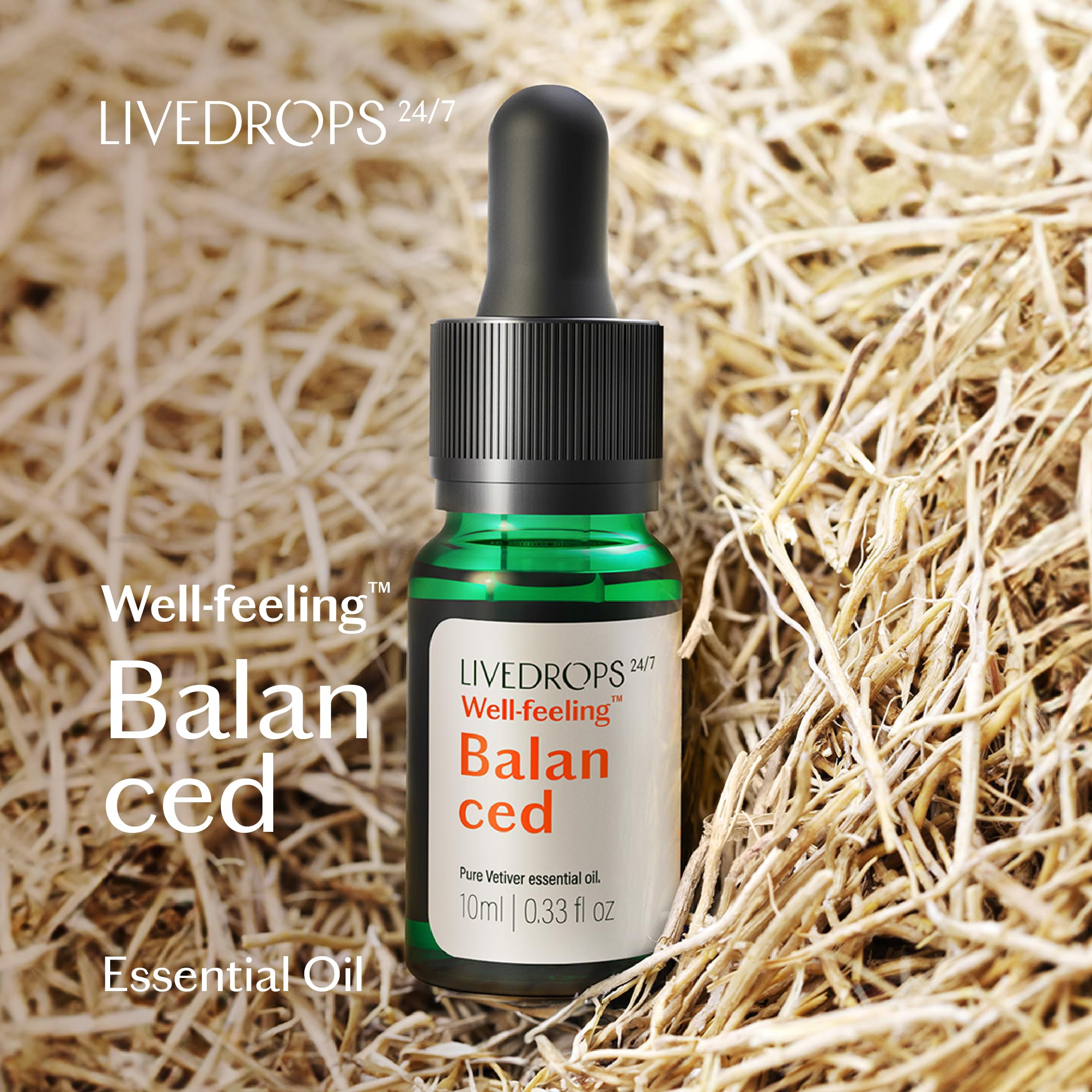 Livedrops 24/7 Vetiver arôme boisé pour ambiance apaisante.