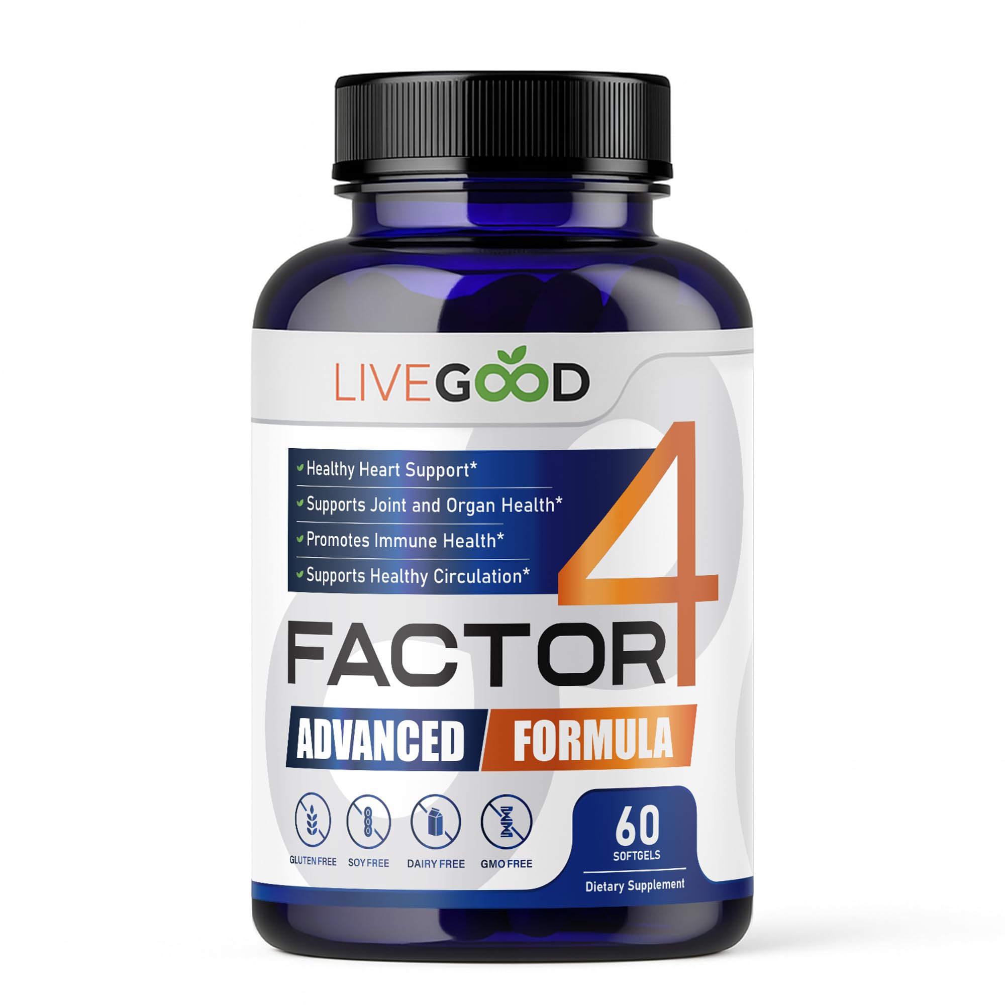 LIVEGOOD Factor 4 — Bouteille d'huile de poisson avec EPA/DHA, soutien cœur et cerveau.