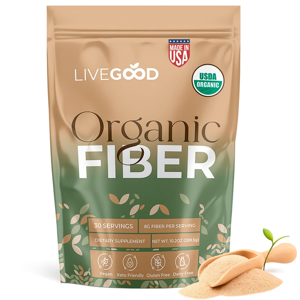 LIVEGOOD Poudre fibre inuline d agave: favorise la satiété et une digestion douce