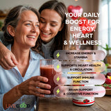 LiveGood Super Reds – ingredients-notes-bio, riche en fruits et légumes biologiques pour l'apport nutritionnel.