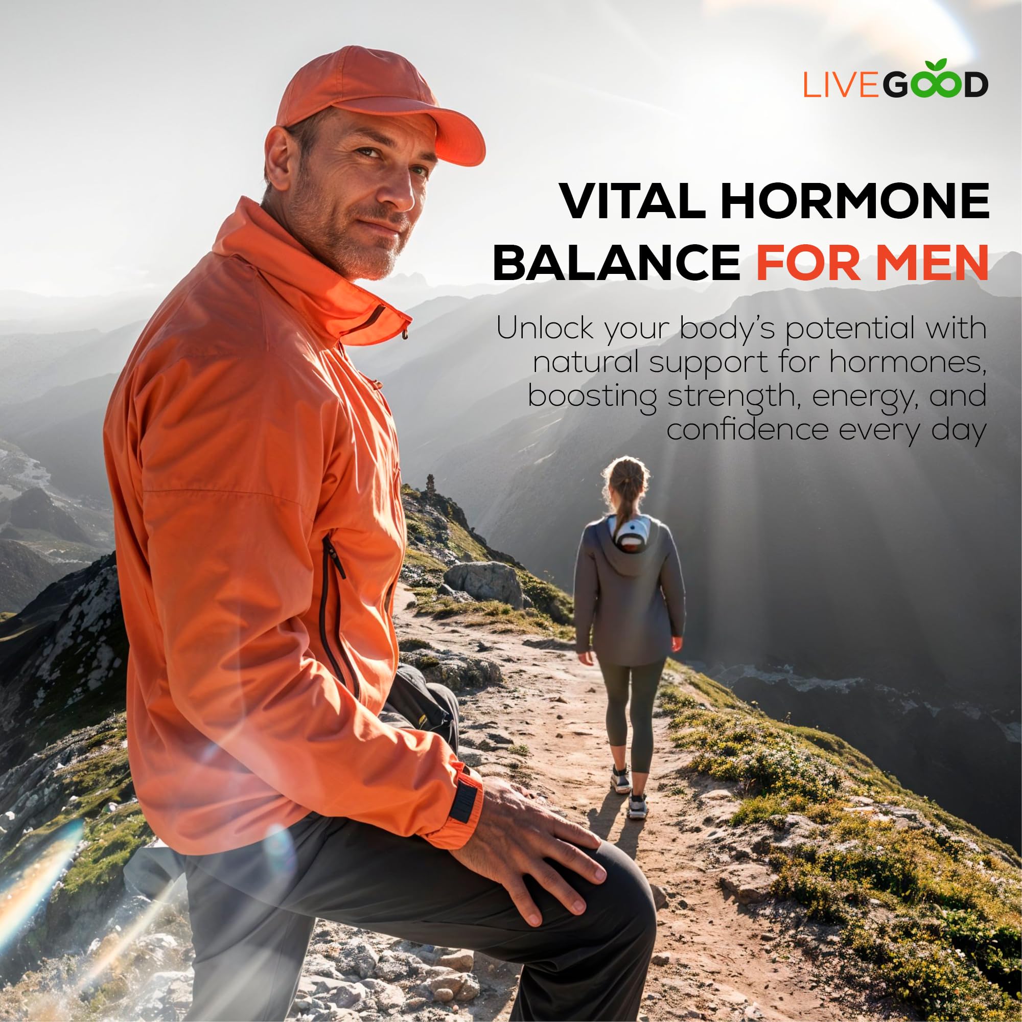 Étiquette LIVEGOOD Vitalité Hommes, symbole de transparence et qualité.