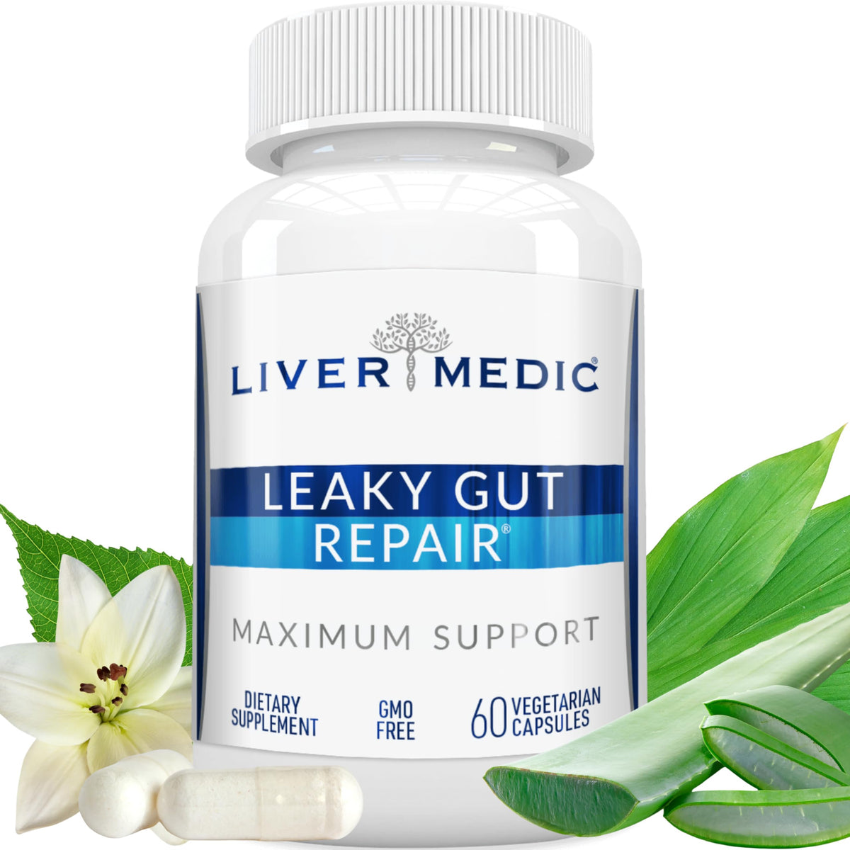 Liver Medic bouteille intes tin perméable, soutien potentiel à l équilibre intestinal.