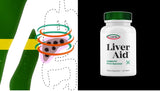 Comprimés Liverite Liver Aid faciles à prendre avec un verre d'eau.