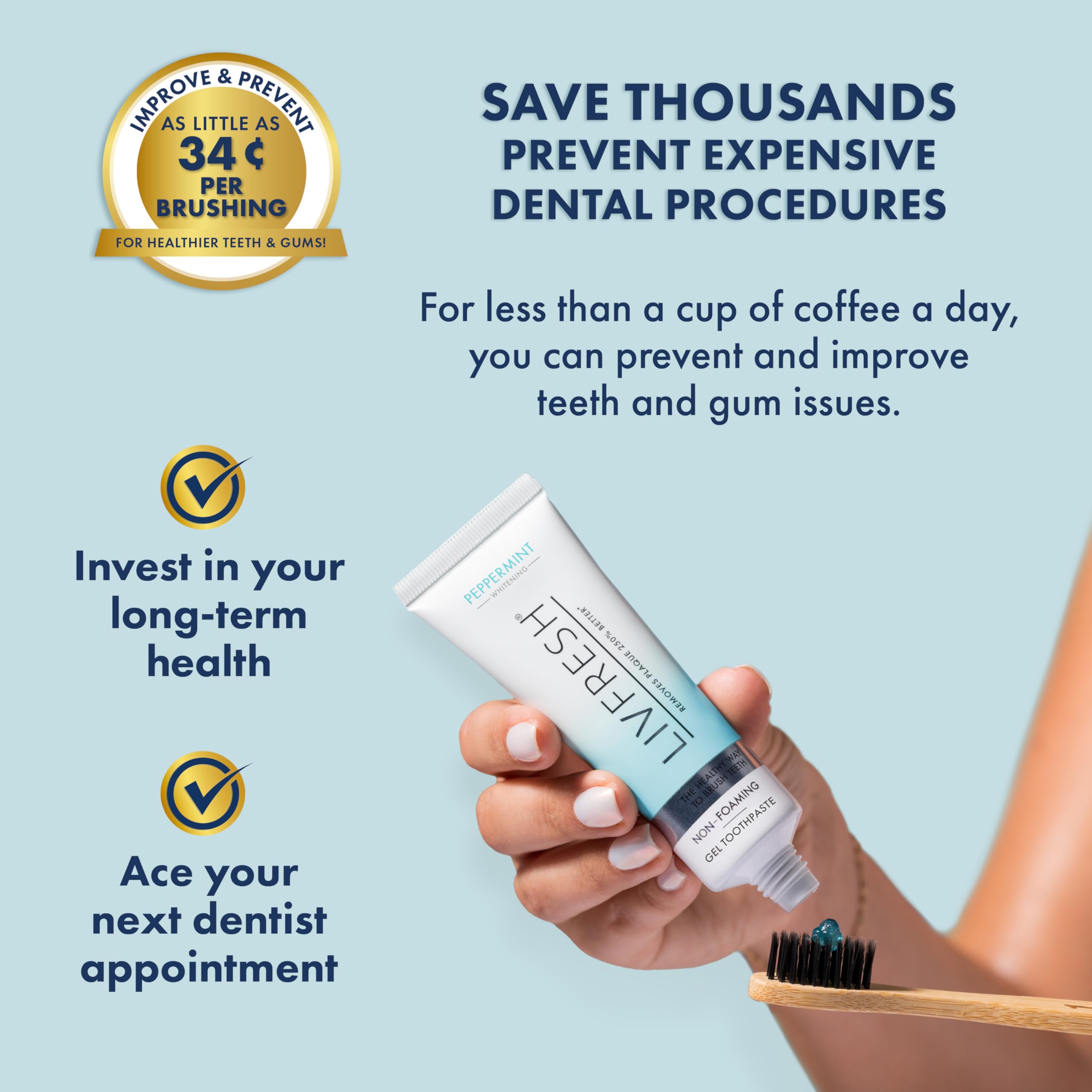 Coffret LIVFRESH deux dentifrices gel menthe sur étagère