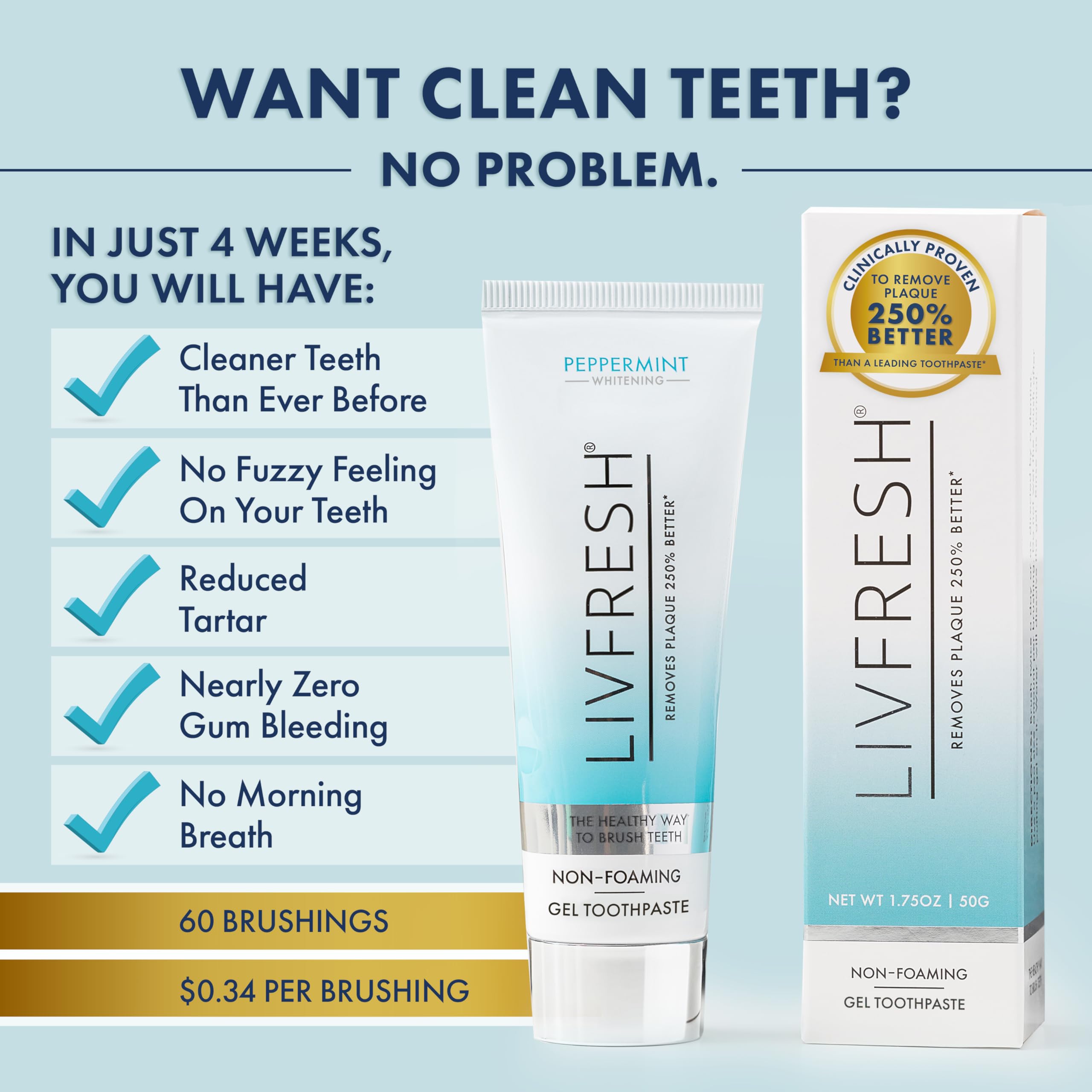 Texture gel LIVFRESH en gros plan prête pour le brossage