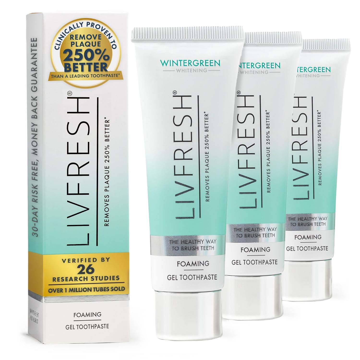LIVFRESH gel dentaire Pack 3 tubes menthe hiver, pratique pour toute la famille.