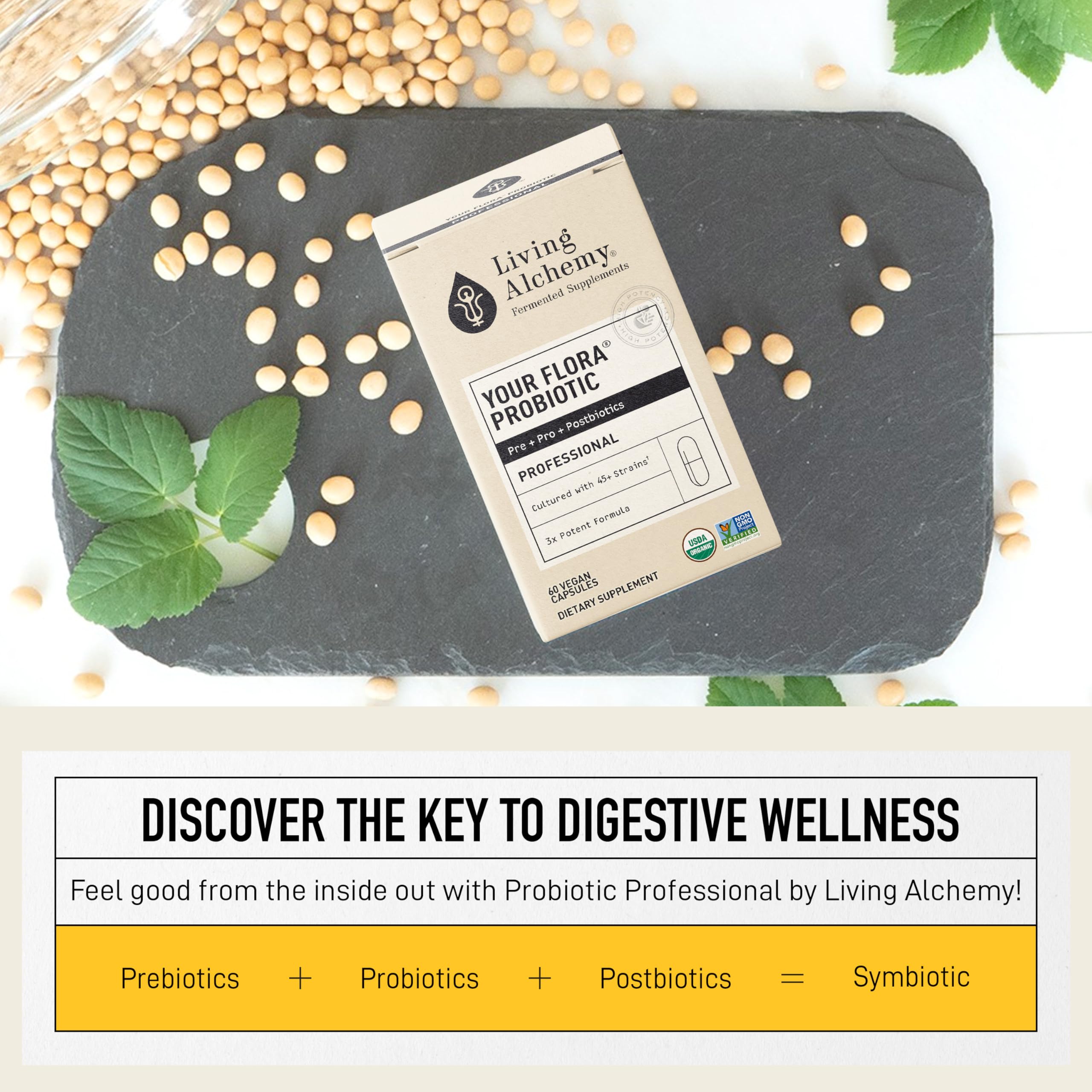 Living Alchemy: probiotiques fermentés, soutien de la flore intestinale.
