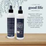 Living the Good Life Naturel magnésium spray sur jambes et corps pour détente musculaire