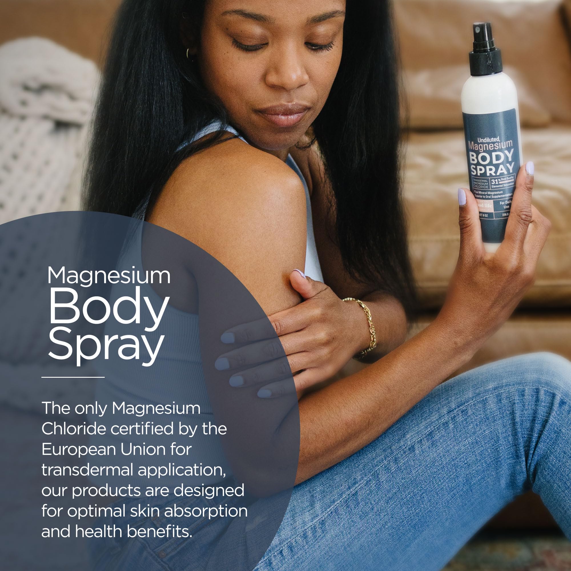Living the Good Life Naturel magnésium spray sur les pieds pour usage relaxant