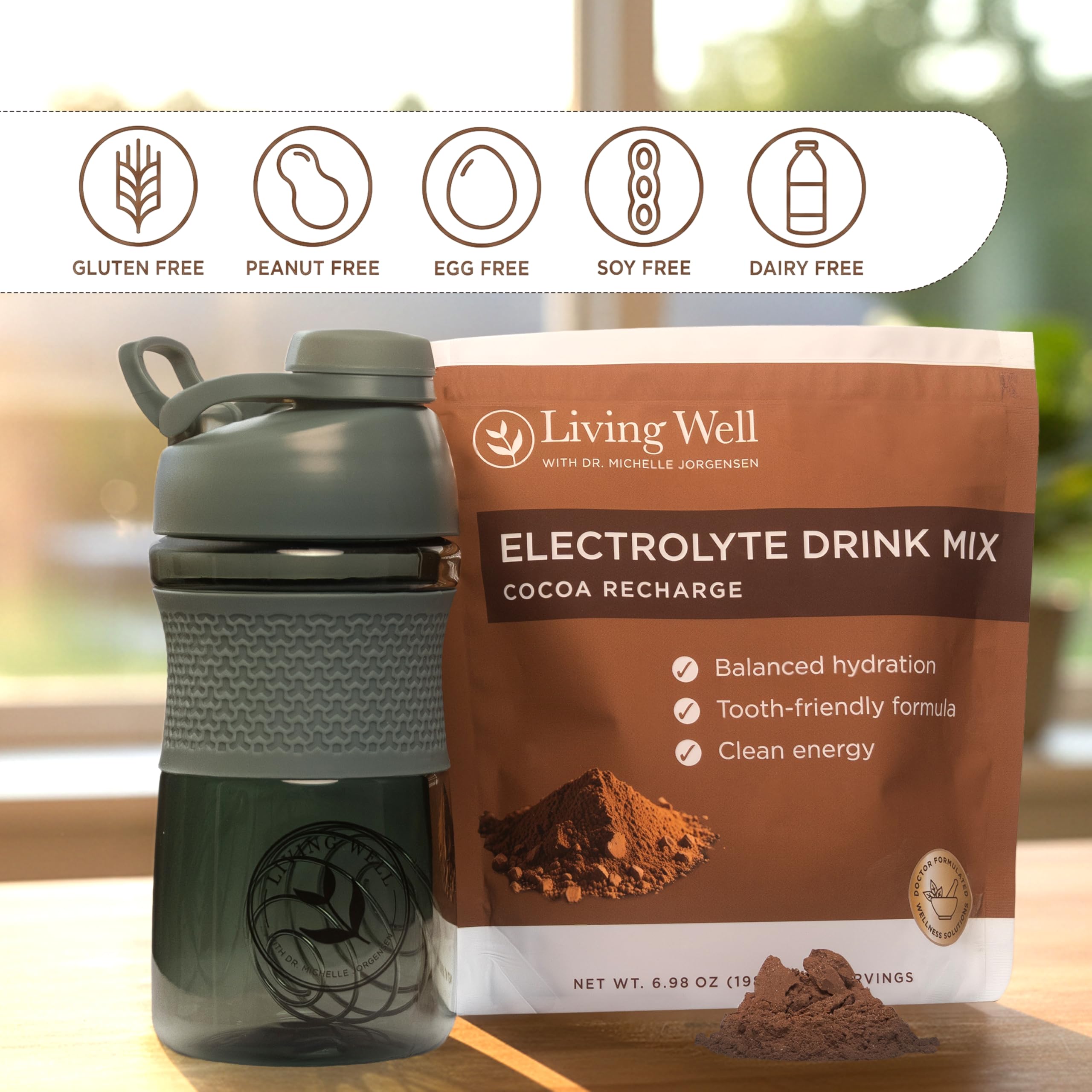 Formule sans sucre Living Well with Dr. Michelle adaptée à l’hydratation quotidienne.