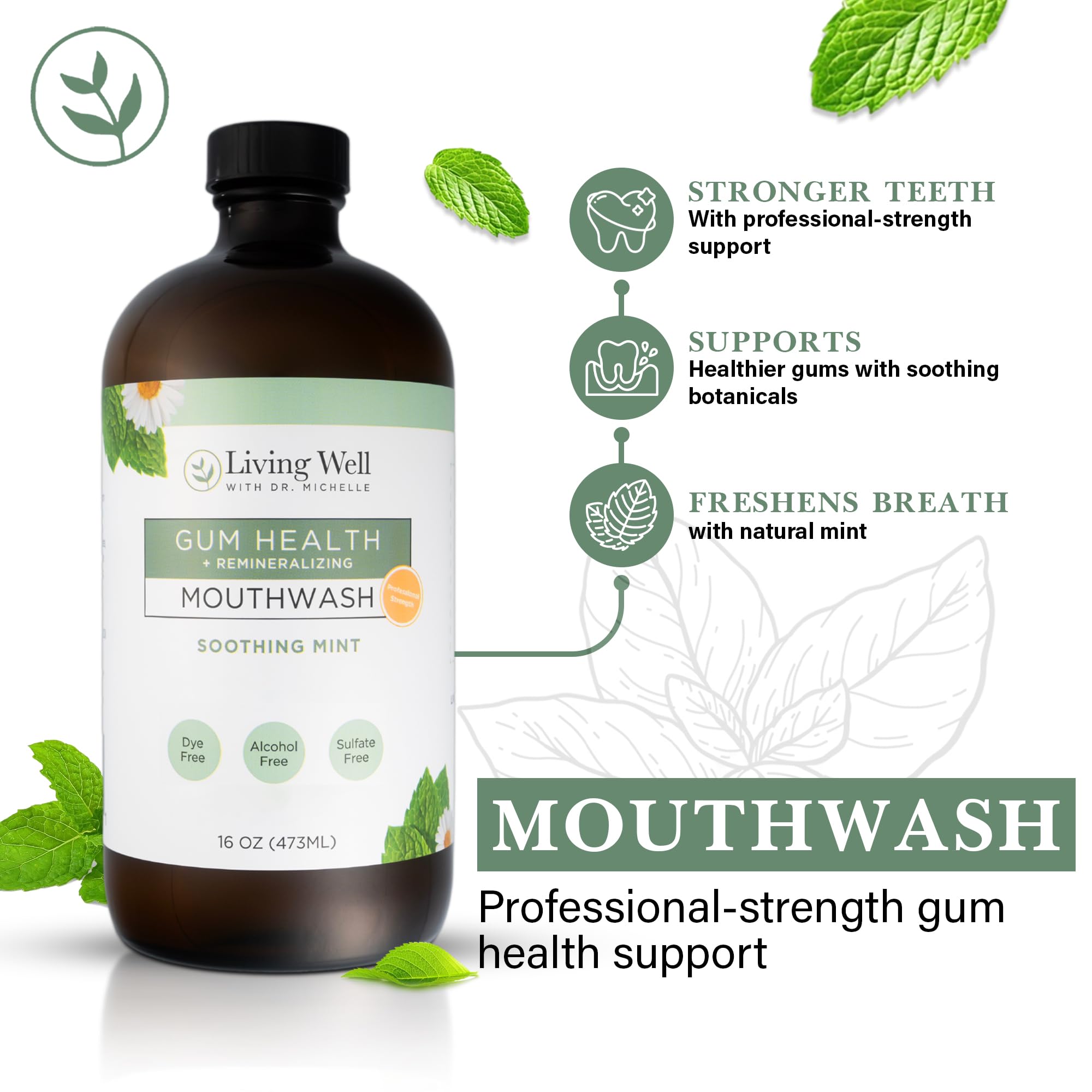 Menthe naturelle pour une haleine fraîche et agréable tout au long de la journée.