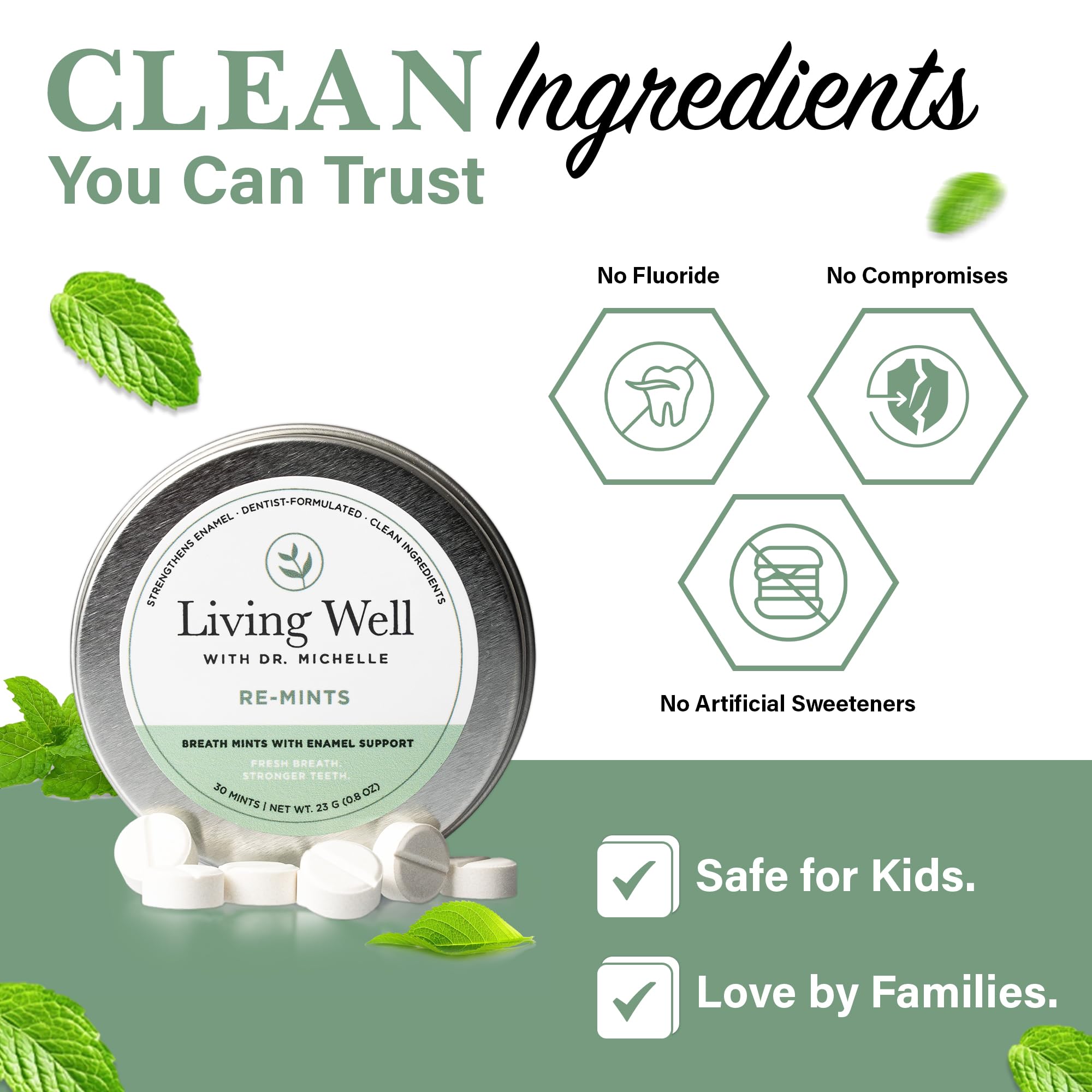 RE-Mints Living Well with Dr. Michelle pastilles menthe dissolution rapide
