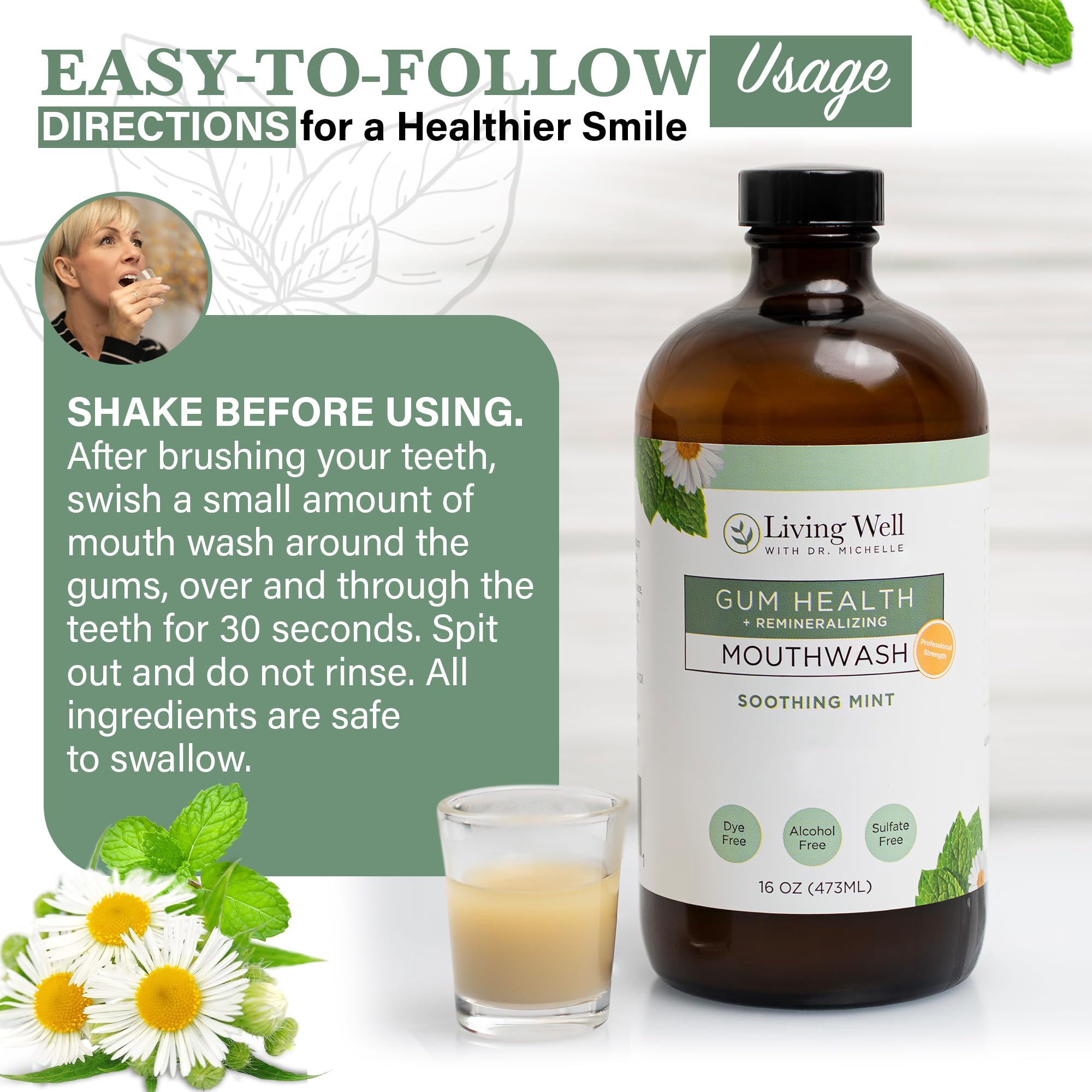 Sans fluor: rince-bouche frais et doux de Living Well with Dr. Michelle.