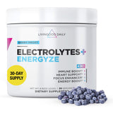 Livingood Daily Électrolytes Berry Frost dans un verre pour une hydratation rafraîchissante.