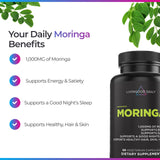 Étiquette claire Livingood Daily Moringa, sans allergènes majeurs.
