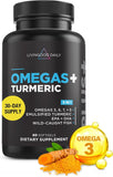 Livingood Daily Oméga 3-6-9 Curcumine: bouteille montrant la formule complète.
