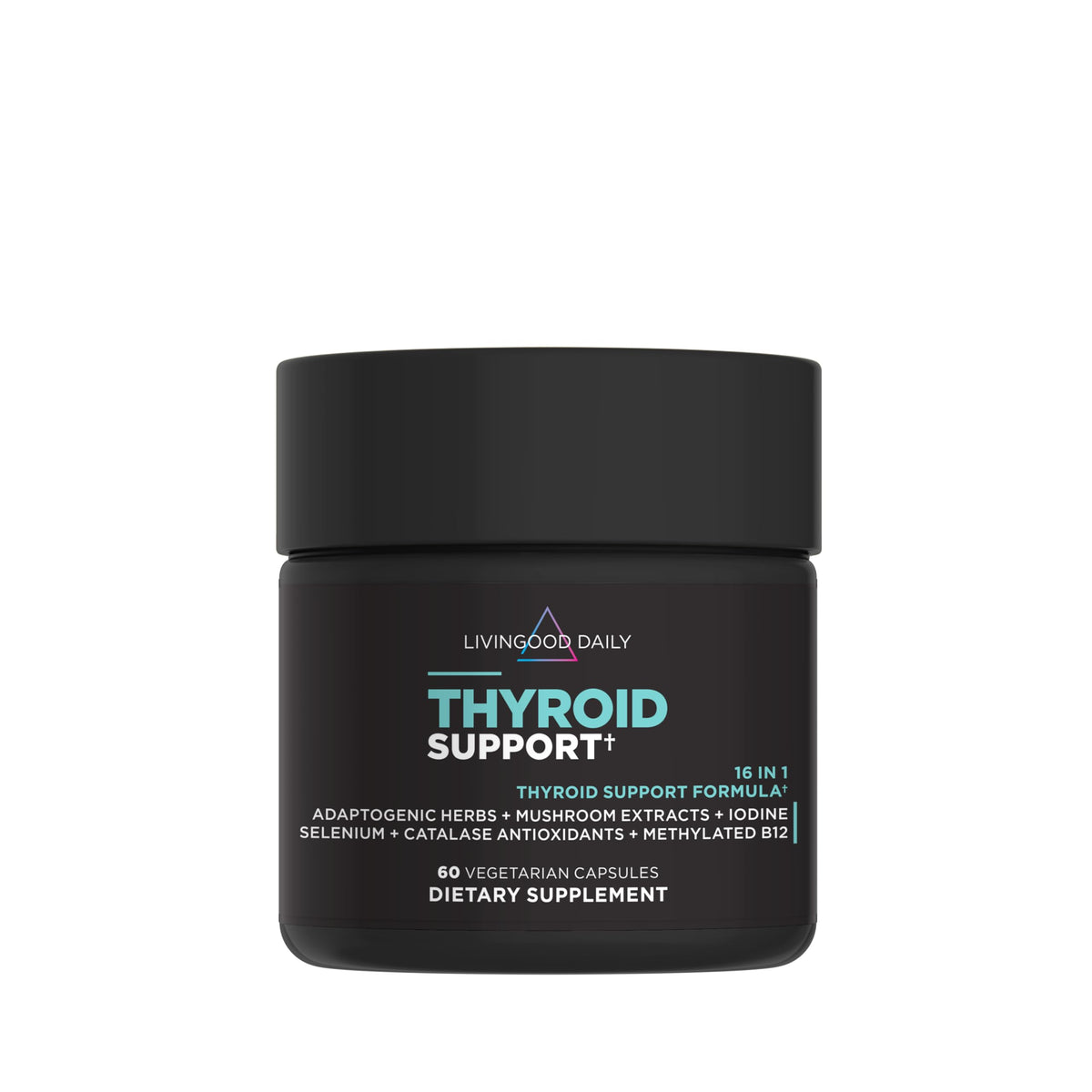 Capsules Livingood Daily Thyroid Support prêtes à intégrer votre routine journalière.