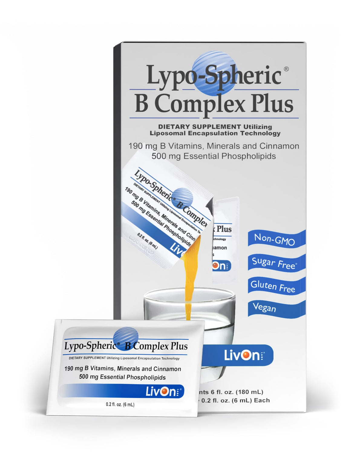 LivOn Lypo-Spheric B Complex Plus : boîte pratique pour énergie soutenue.