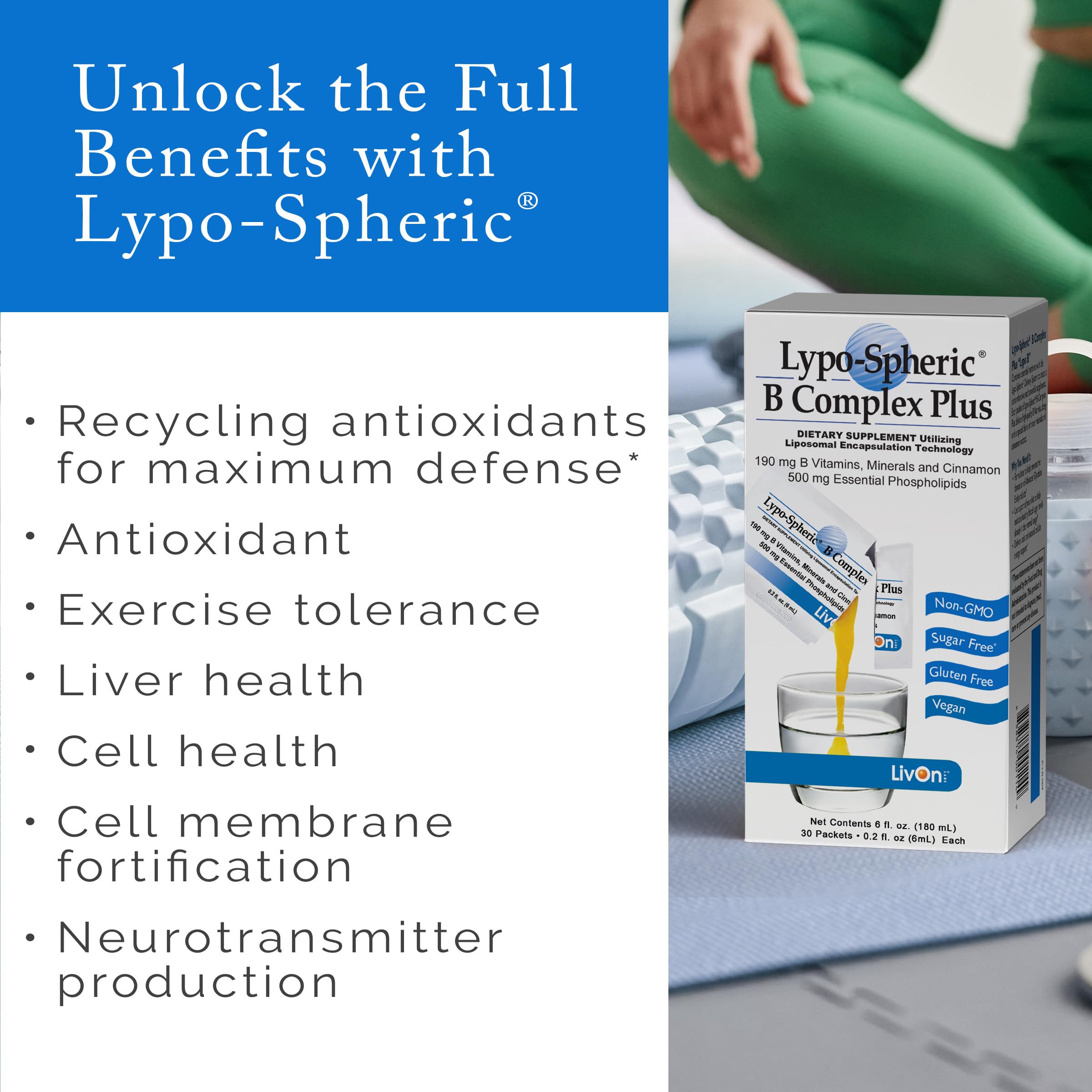 LivOn Lypo-Spheric B Complex Plus : gel liposomale améliorant la biodisponibilité.
