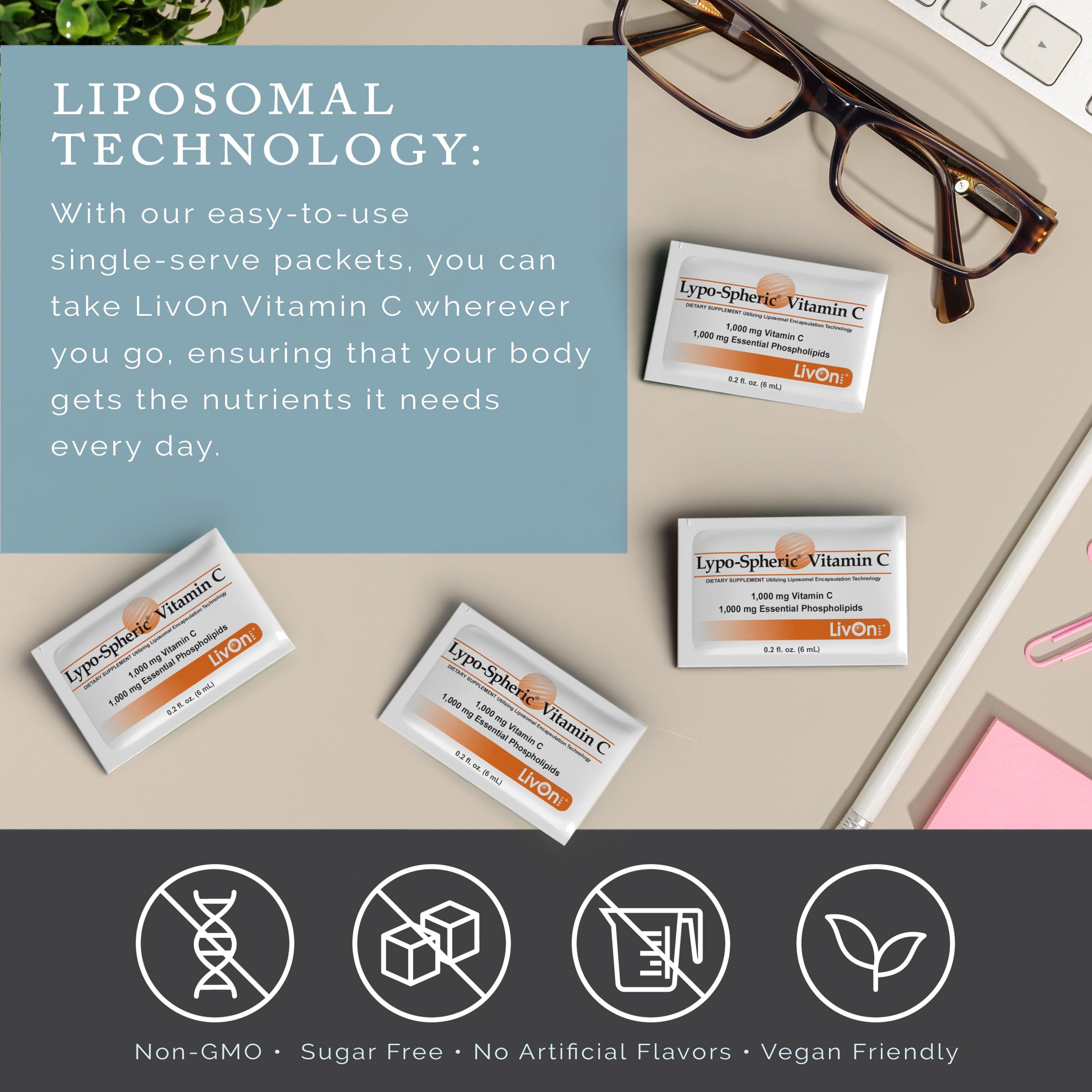 LivOn Vitamine C liposomale - à mélanger avec eau ou boisson froide.