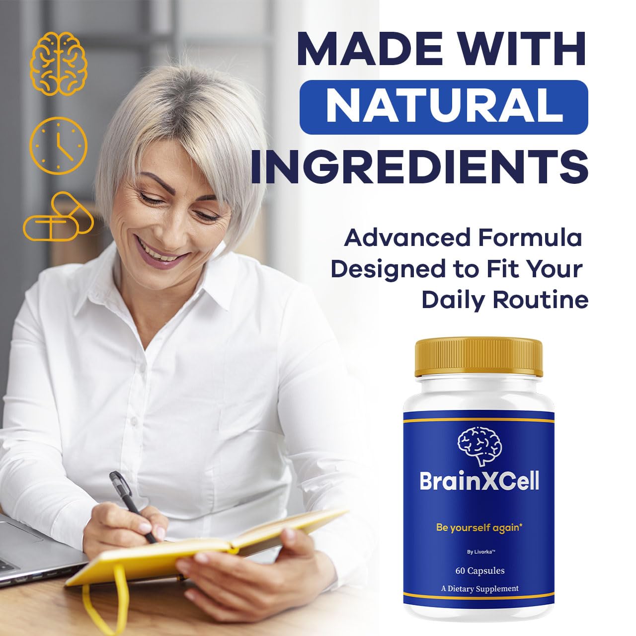 LIVORKA BrainXCell – étiquette claire, signe qualité premium et transparence