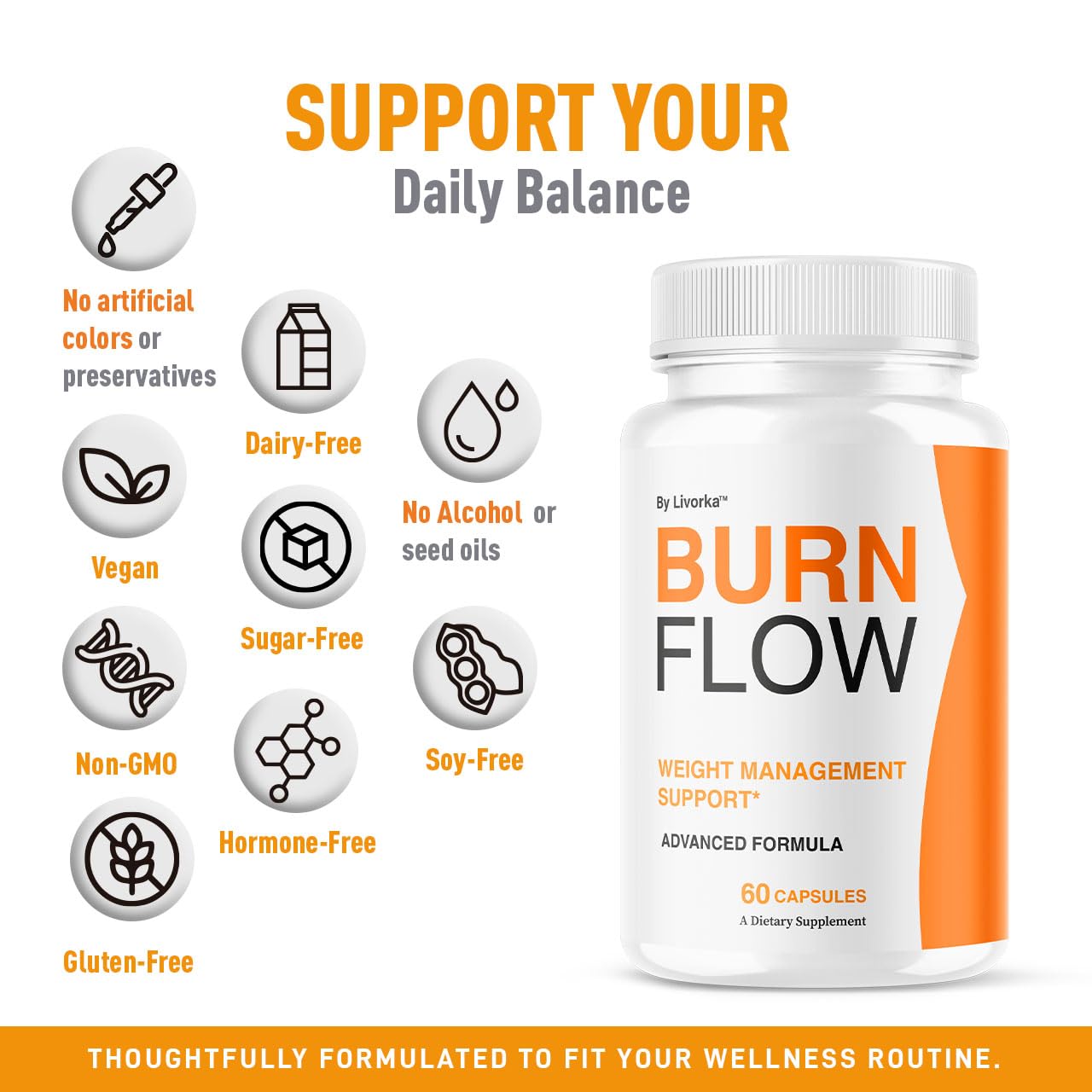 LIVORKA Burn Flow Dosage Quotidien — dosage simple pour une routine continue.