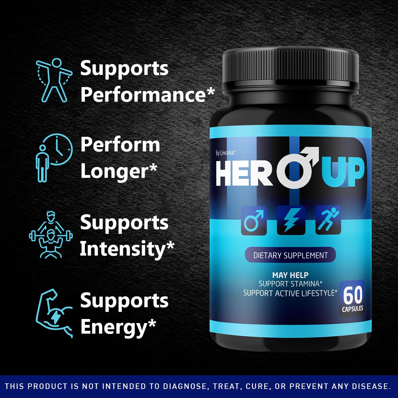 Étiquette Hero Up LIVORKA: ingrédients naturels et dosage recommandé.