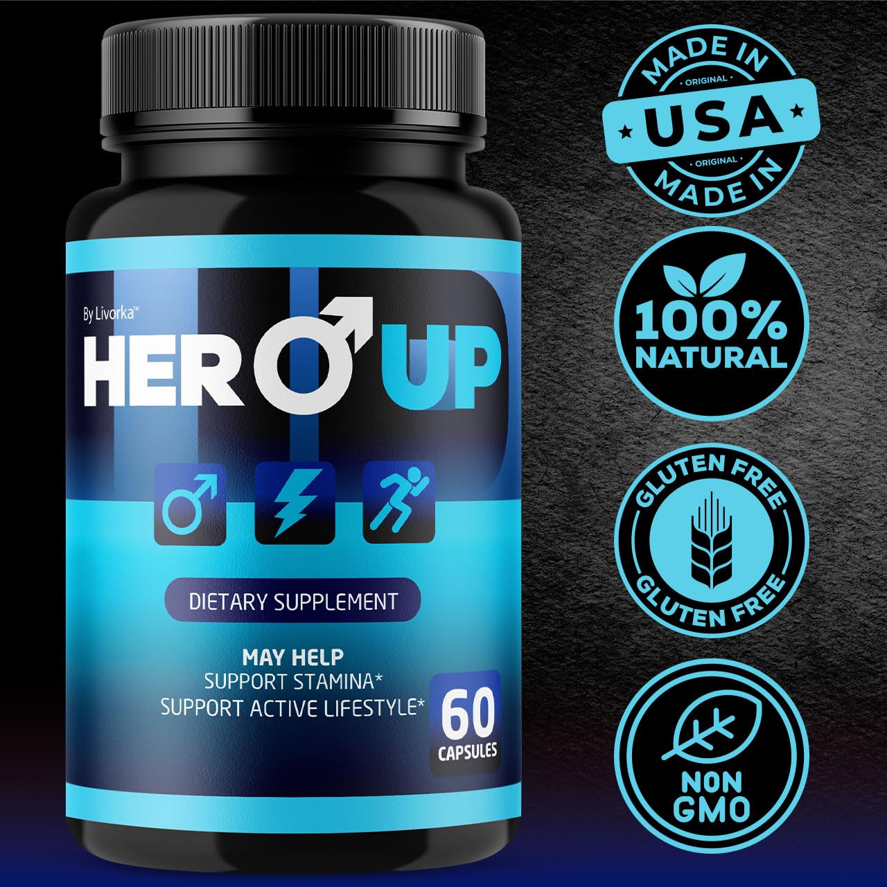 Forme des pilules Hero Up: facile à prendre.