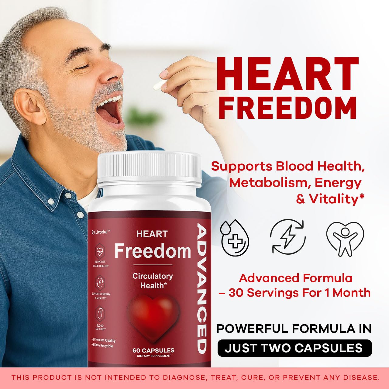 LIVORKA Cœur Liberté — pack cinq bouteilles pour cinq mois d’utilisation pratique.