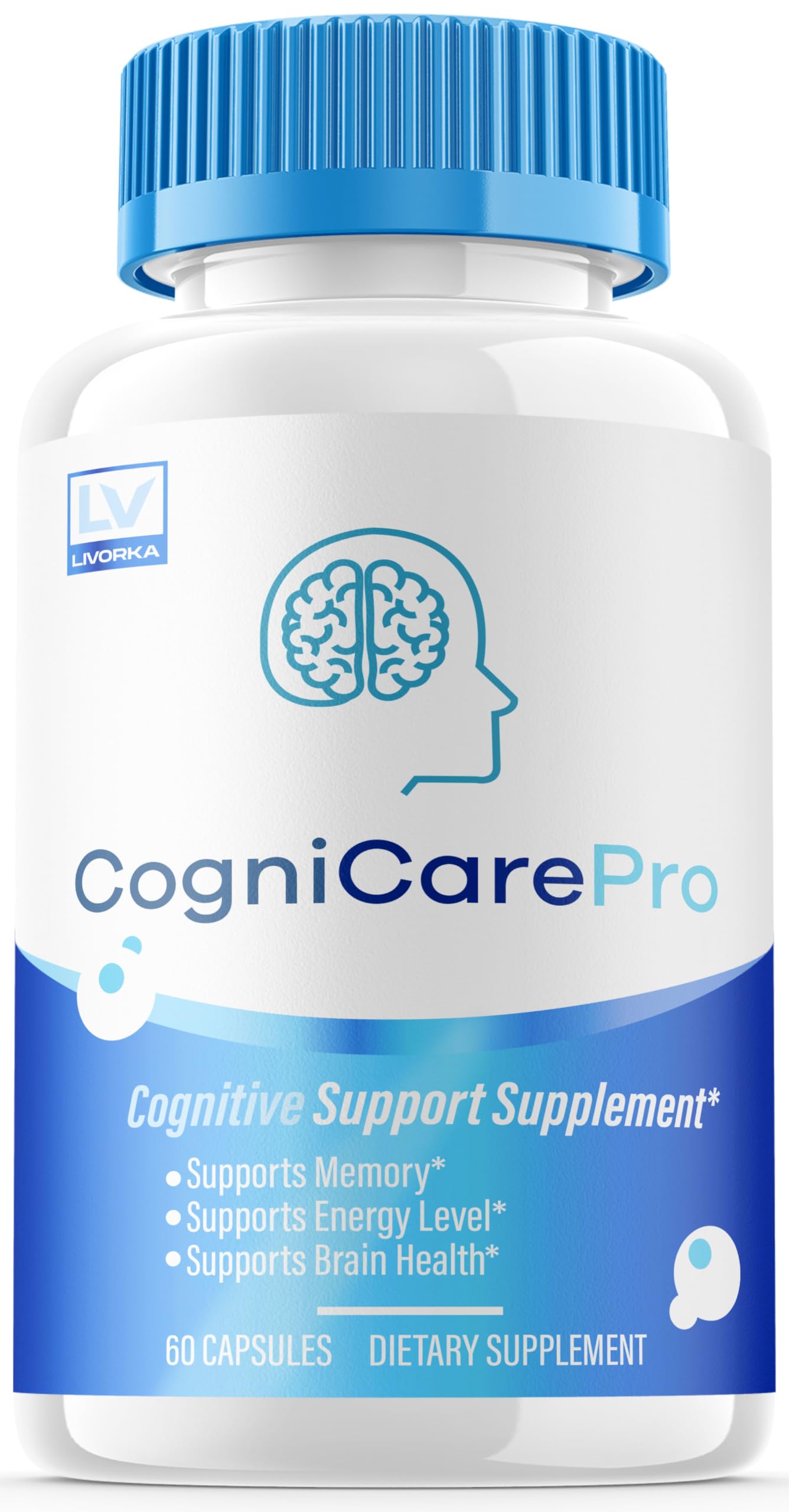LIVORKA Cognicare Pro – bouteille en train de versement, pratique pour une prise quotidienne.