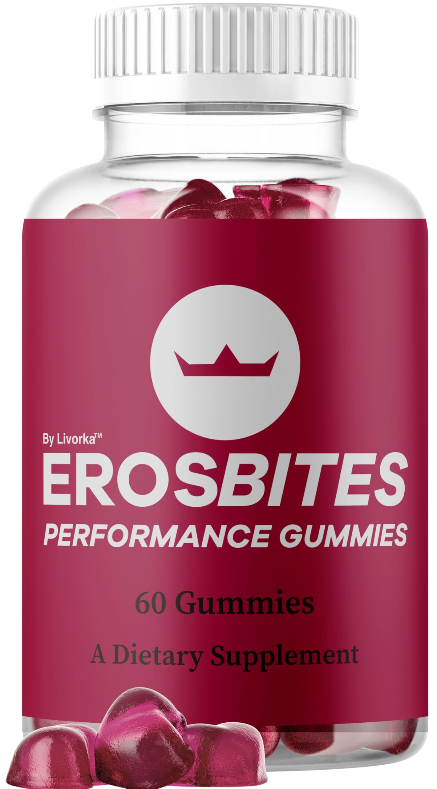 Gummies Eros Bites de LIVORKA dans un flacon, soutien potentiel au bien-être quotidien.