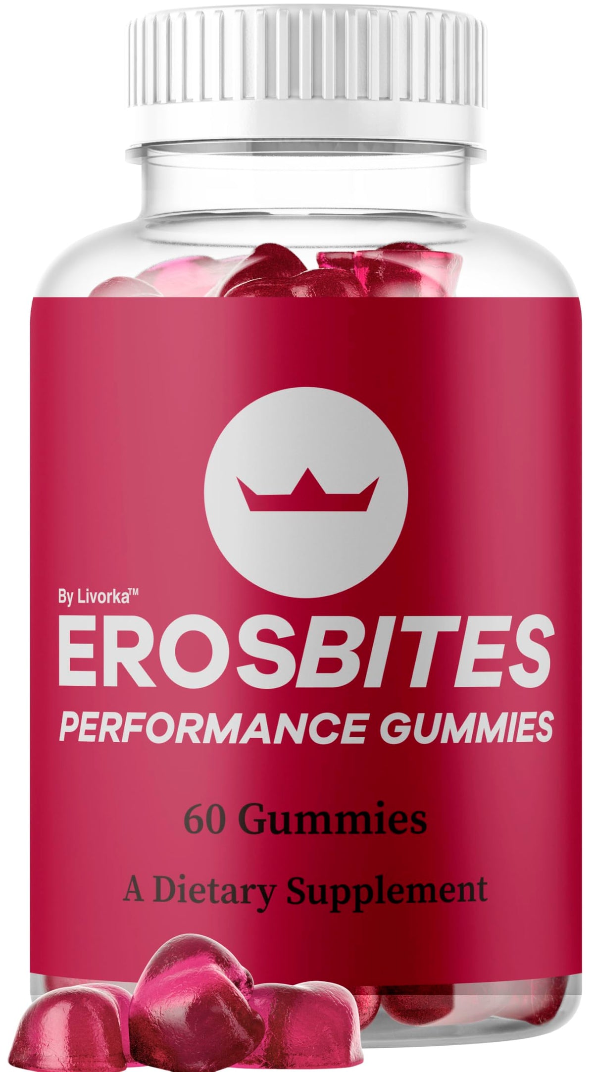 Gummies Eros Bites de LIVORKA dans un flacon, soutien potentiel au bien-être quotidien.