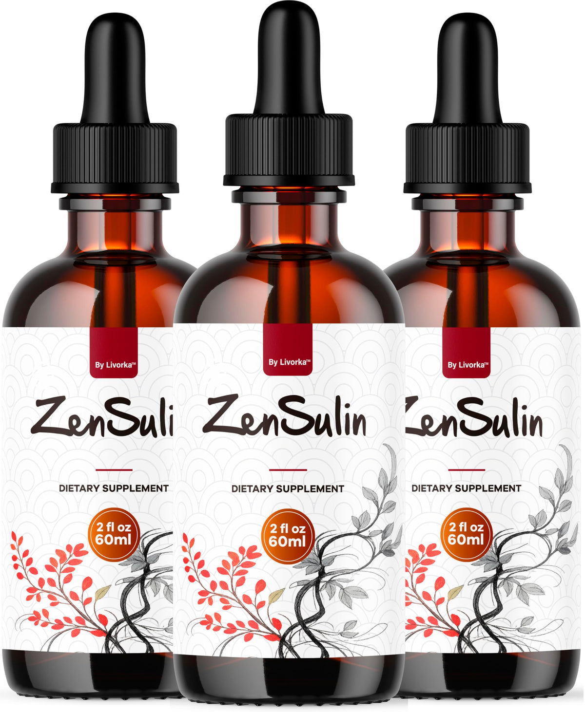 Gouttes LIVORKA ZenSulin dans une bouteille, vue nette et naturelle