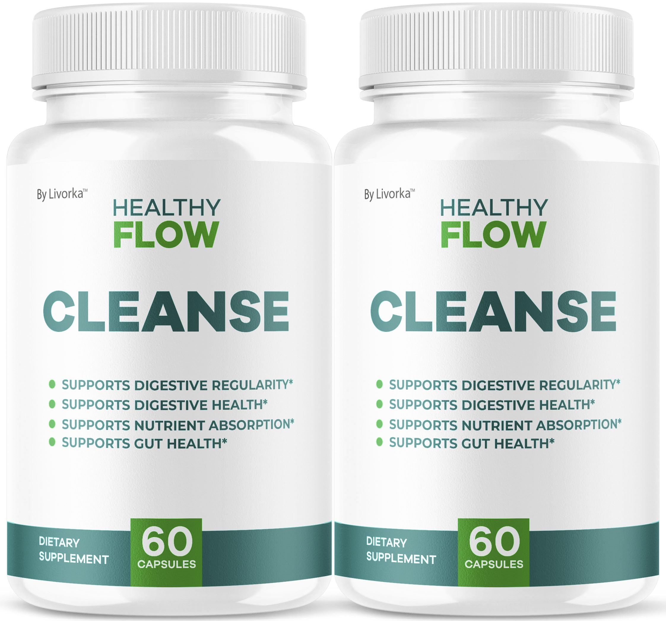LIVORKA HealthyFlow Cleanse - ensemble de capsules prêt pour la routine quotidienne.